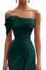 Mermaid Dark Green One Shoulder Pleated Long Formal Dress sold by Zapaka