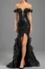 Black Mermaid Off The Shoulder Sequins Tulle Formal Dress sold by Zapaka