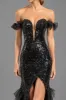 Black Mermaid Off The Shoulder Sequins Tulle Formal Dress sold by Zapaka