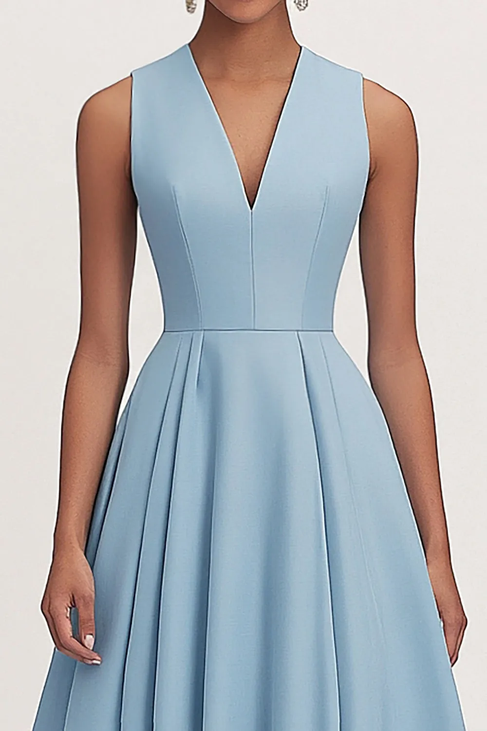 A Line V Neck Blue Pleated Formal Party Dress sold by Zapaka product image thumbnail 2