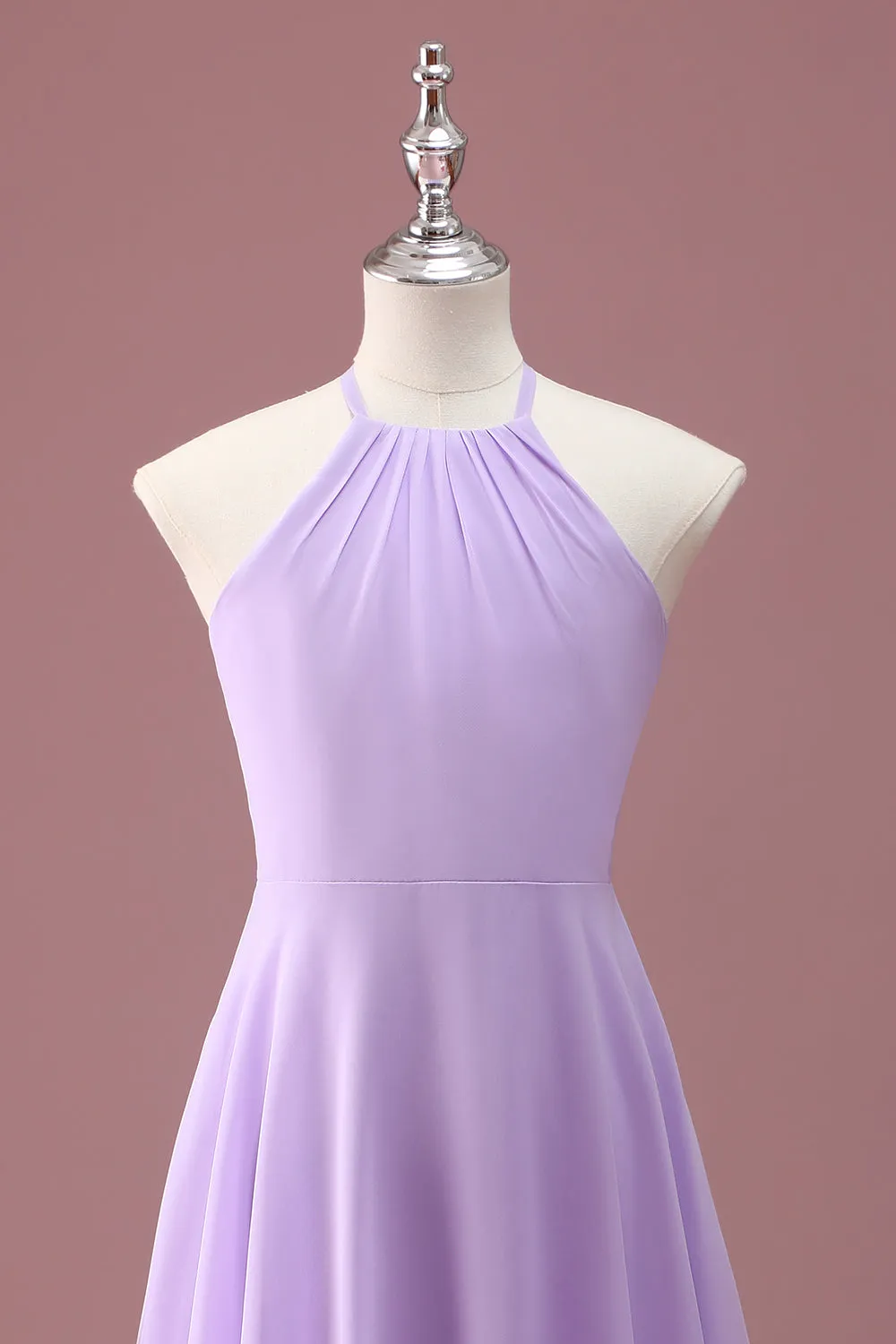 Lilac A Line Halter Ruched Junior Bridesmaid Dress sold by Zapaka product image thumbnail 4