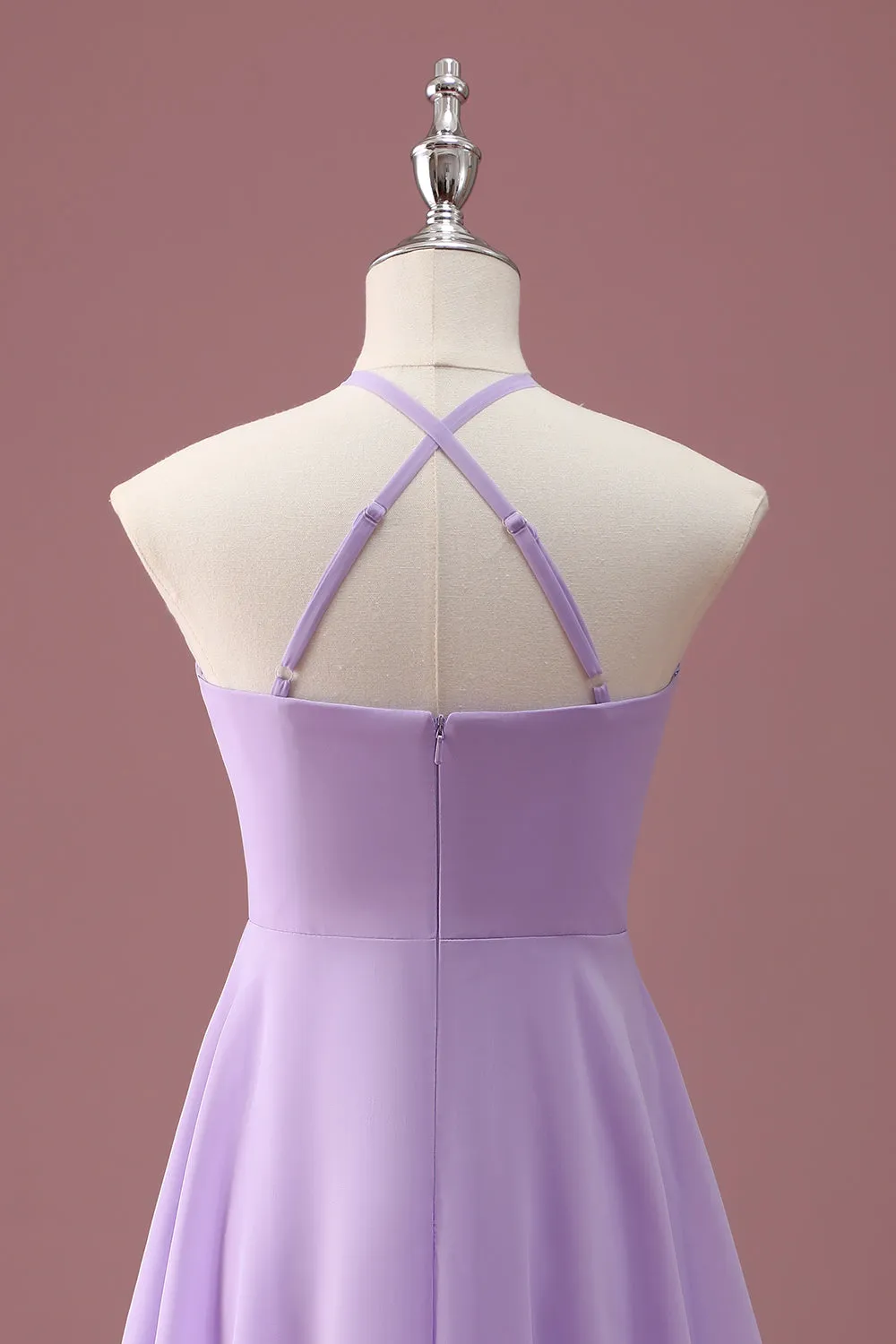 Lilac A Line Halter Ruched Junior Bridesmaid Dress sold by Zapaka product image thumbnail 5