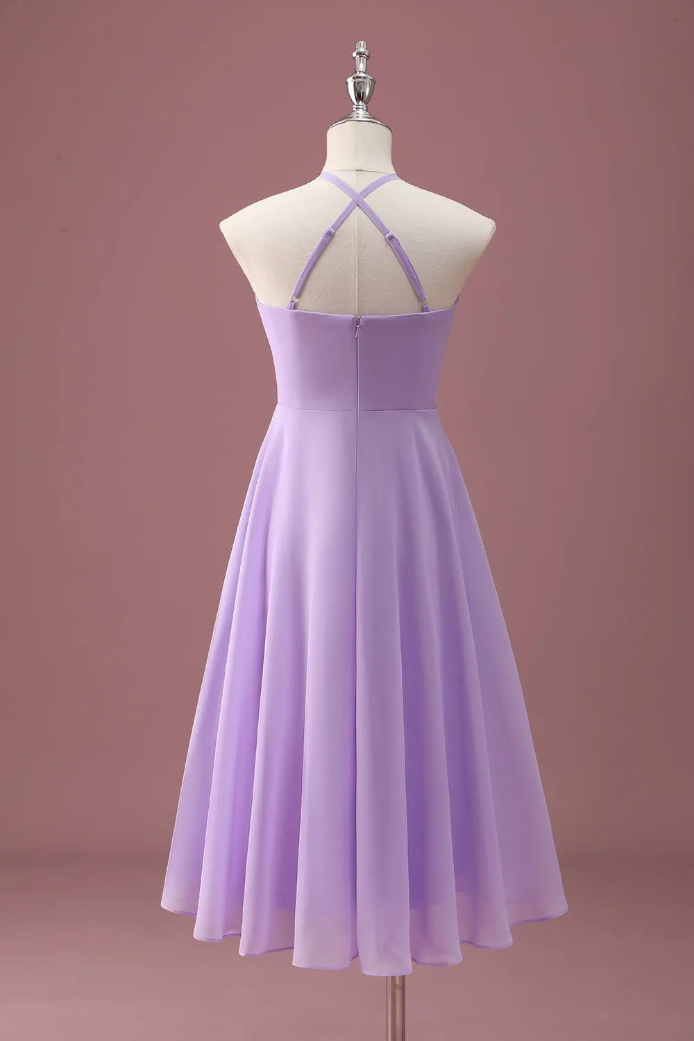 Lilac A Line Halter Ruched Junior Bridesmaid Dress sold by Zapaka product image thumbnail 2
