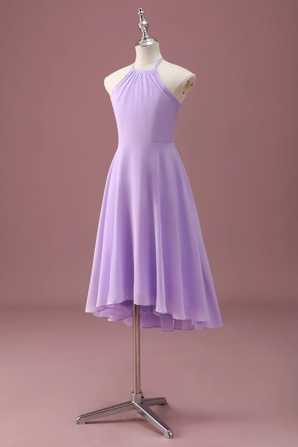 Lilac A Line Halter Ruched Junior Bridesmaid Dress sold by Zapaka product image thumbnail 3