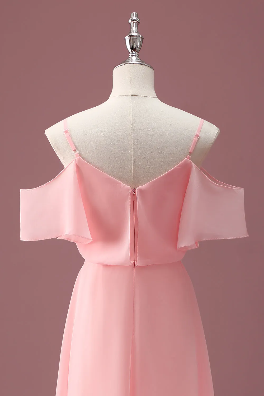 Pink Cold Shoulder A Line Junior Bridesmaid Dress sold by Zapaka product image thumbnail 5