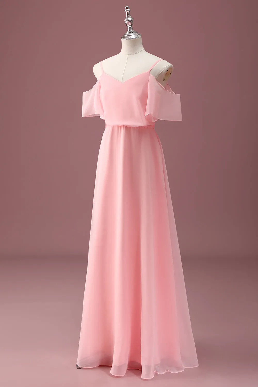 Pink Cold Shoulder A Line Junior Bridesmaid Dress sold by Zapaka product image thumbnail 3