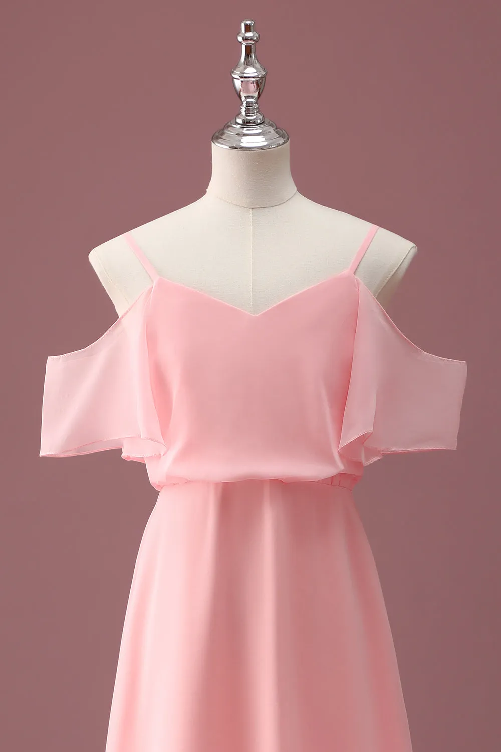 Pink Cold Shoulder A Line Junior Bridesmaid Dress sold by Zapaka product image thumbnail 4