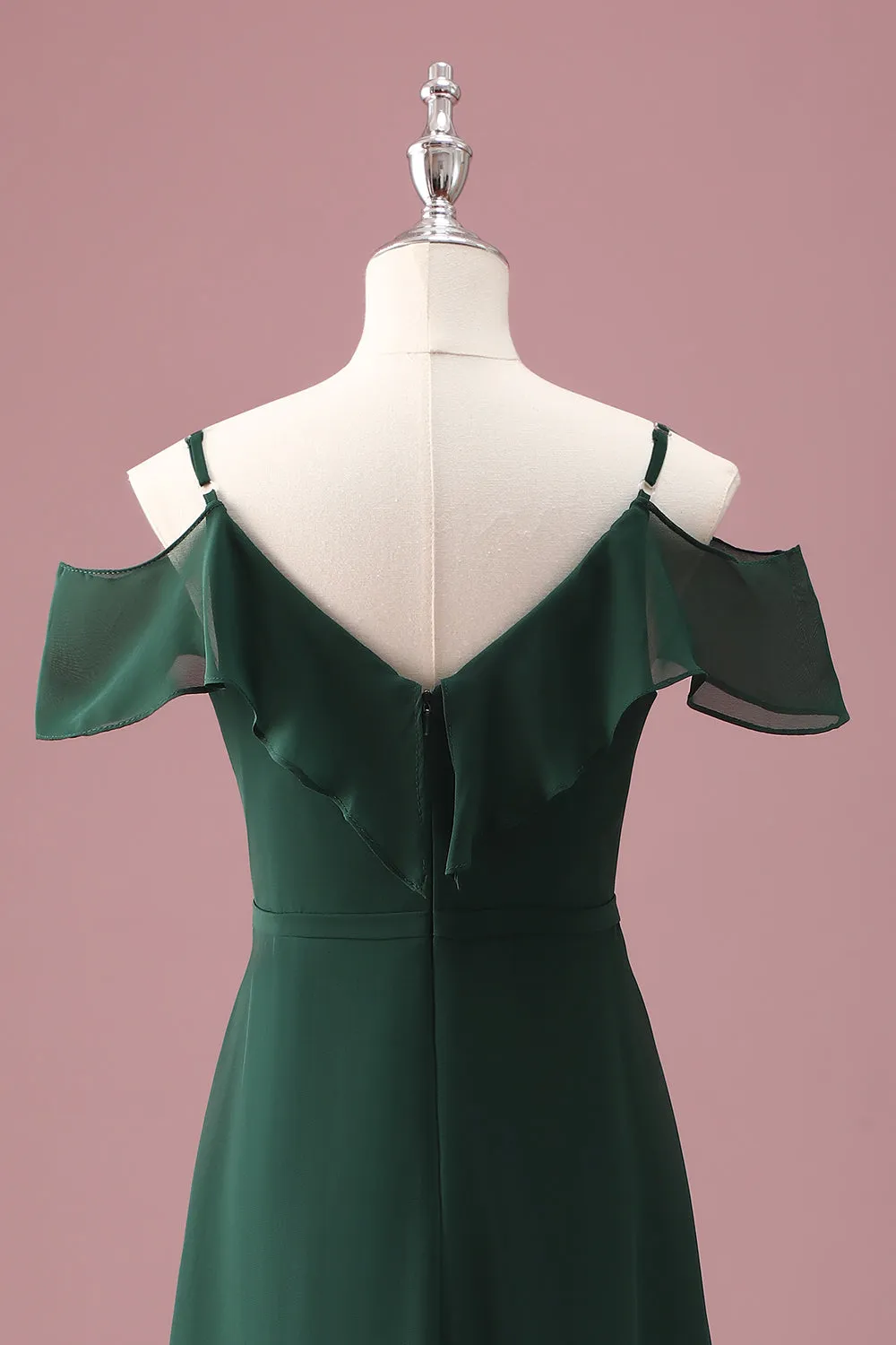 Dark Green A Line Off The Shoulder Ruffles Junior Bridesmaid Dress sold by Zapaka product image thumbnail 5
