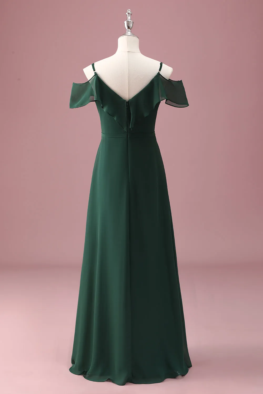 Dark Green A Line Off The Shoulder Ruffles Junior Bridesmaid Dress sold by Zapaka product image thumbnail 2