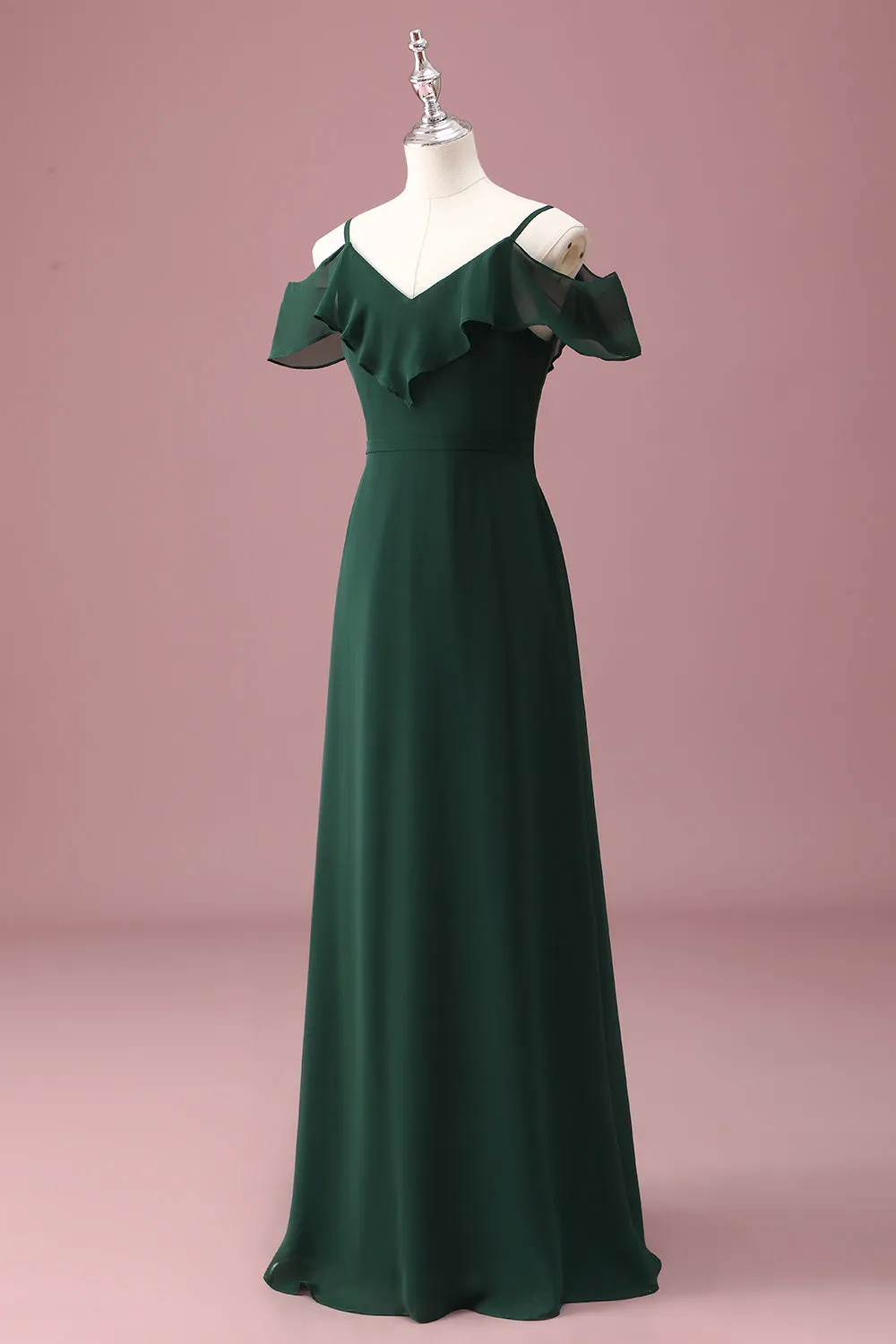 Dark Green A Line Off The Shoulder Ruffles Junior Bridesmaid Dress sold by Zapaka product image thumbnail 3