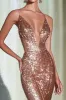 Rose Gold Sequins Mermaid Deep V-Neck Formal Dress sold by Zapaka