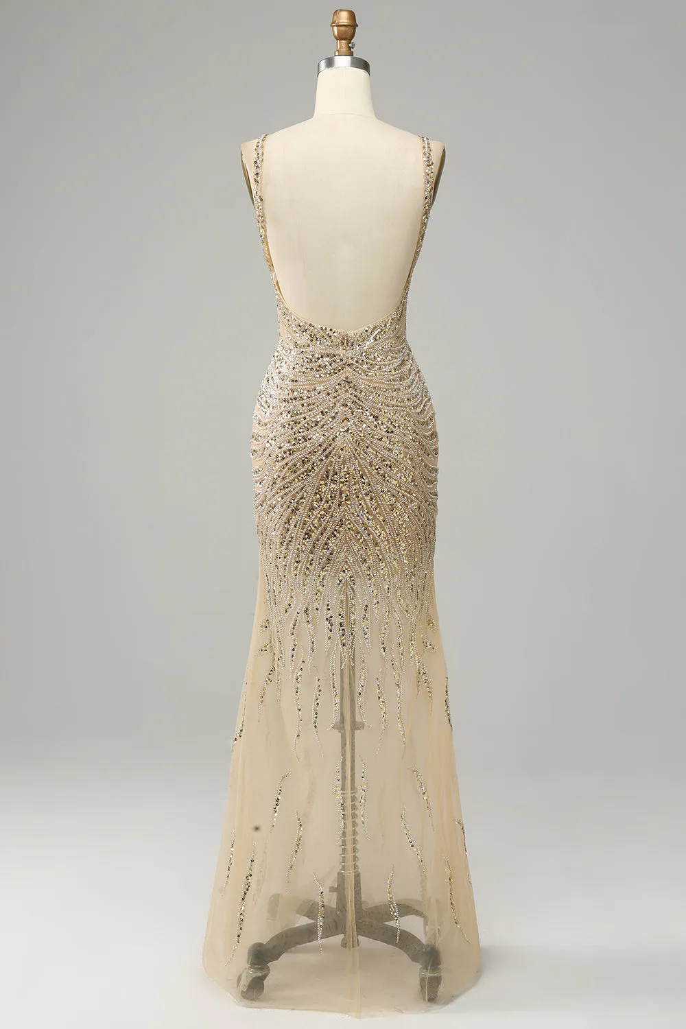 Golden Backless Sequin Prom Dress sold by Zapaka product image thumbnail 2