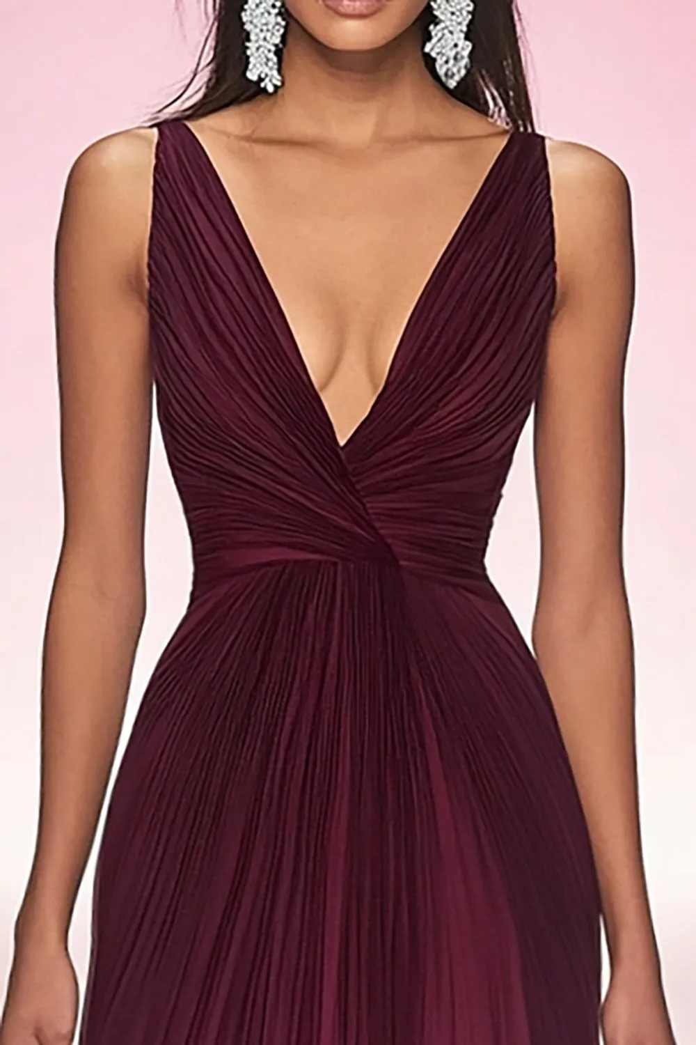 Cabernet V-Neck A Line Pleated Red Carpet Dress sold by Zapaka product image thumbnail 2