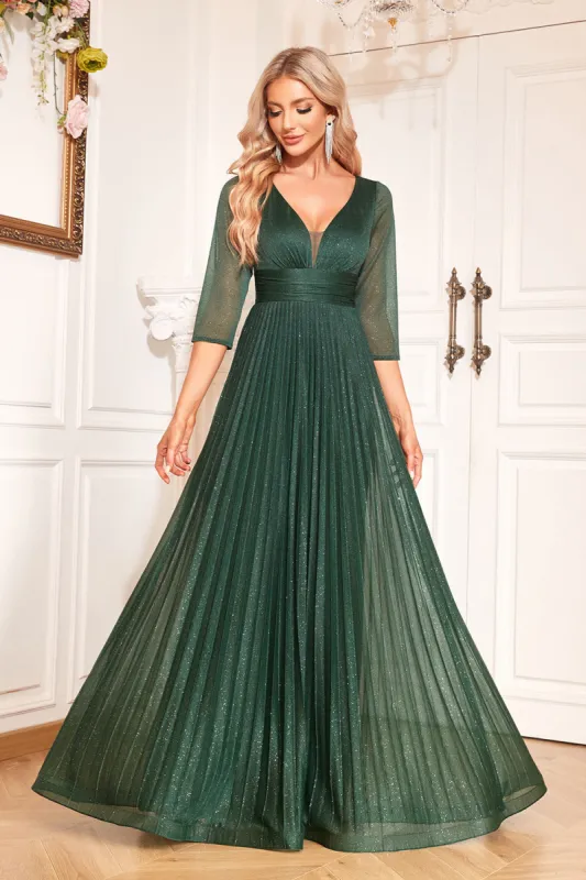 Pine A Line V Neck Long Mother Of The Bride Dresse with Sequin sold by Zapaka