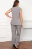 Silver Round Neck Chiffon Long Sleeves 3 Pieces Mother of the Bride Pant Suits sold by Zapaka