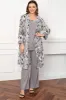 Silver Round Neck Chiffon Long Sleeves 3 Pieces Mother of the Bride Pant Suits sold by Zapaka