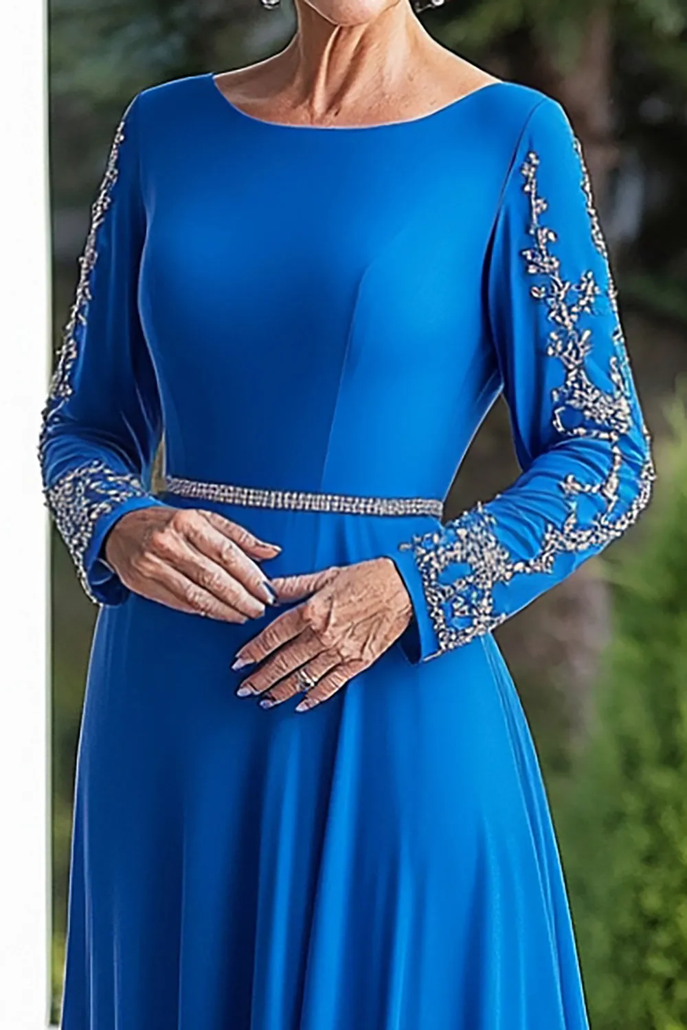 Sparkly Royal Blue A-Line Beaded Long Sleeves Mother of the Bride Dress sold by Zapaka product image thumbnail 2