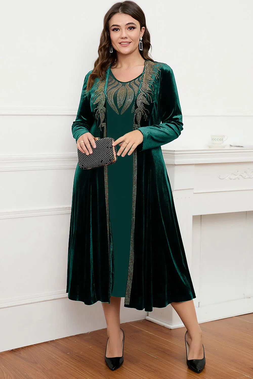 Black Round Neck Long Sleeves A-Line Mother of the Bride Dress sold by Zapaka product image thumbnail 5
