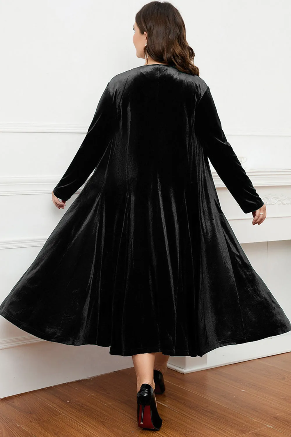 Black Round Neck Long Sleeves A-Line Mother of the Bride Dress sold by Zapaka product image thumbnail 2