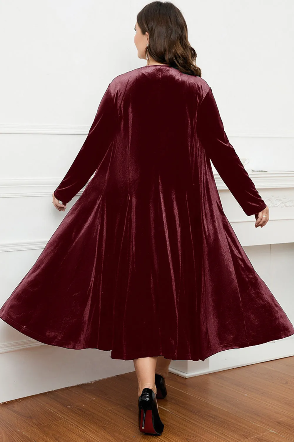 Black Round Neck Long Sleeves A-Line Mother of the Bride Dress sold by Zapaka product image thumbnail 4