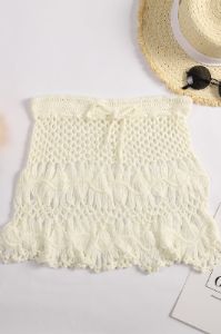 White Crochet Beach Wrap Skirt sold by Zapaka