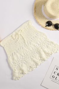 White Crochet Beach Wrap Skirt sold by Zapaka