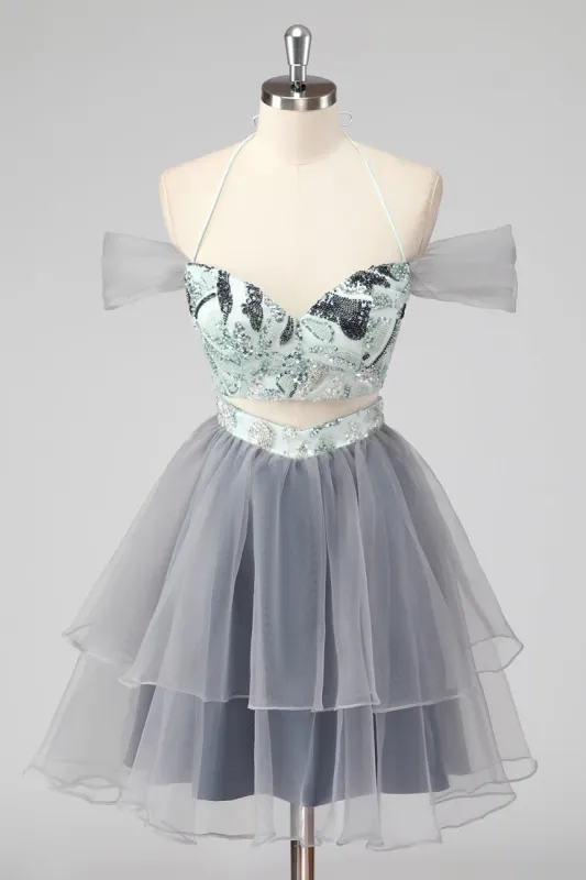 Off The Shoulder Cut Out A Line Green Short Homecoming Dress sold by Zapaka