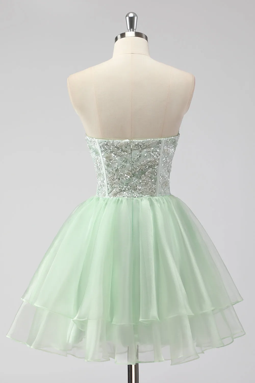 A Line Strapless Corset Light Green Short Homecoming Dress sold by Zapaka product image thumbnail 2
