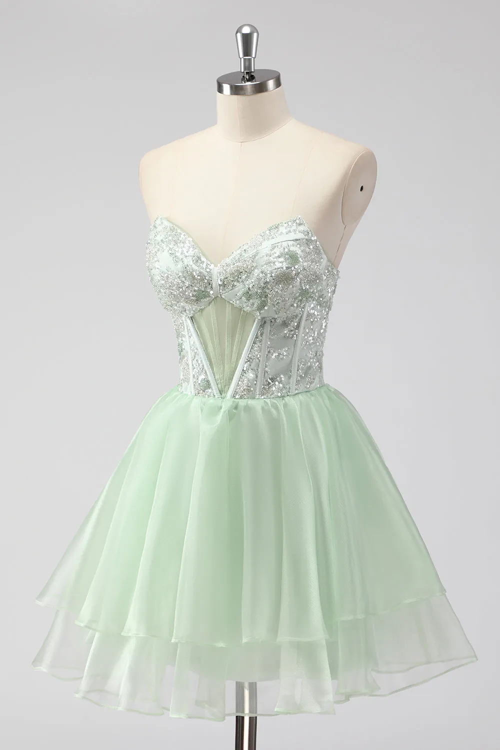A Line Strapless Corset Light Green Short Homecoming Dress sold by Zapaka product image thumbnail 3