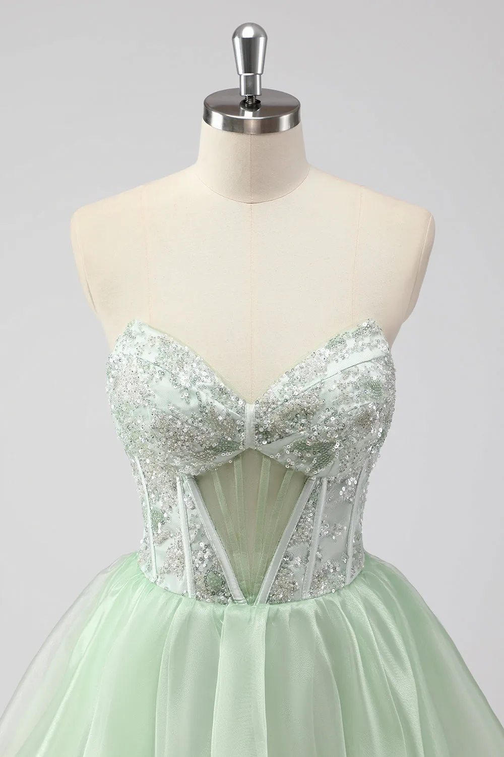 A Line Strapless Corset Light Green Short Homecoming Dress sold by Zapaka product image thumbnail 4