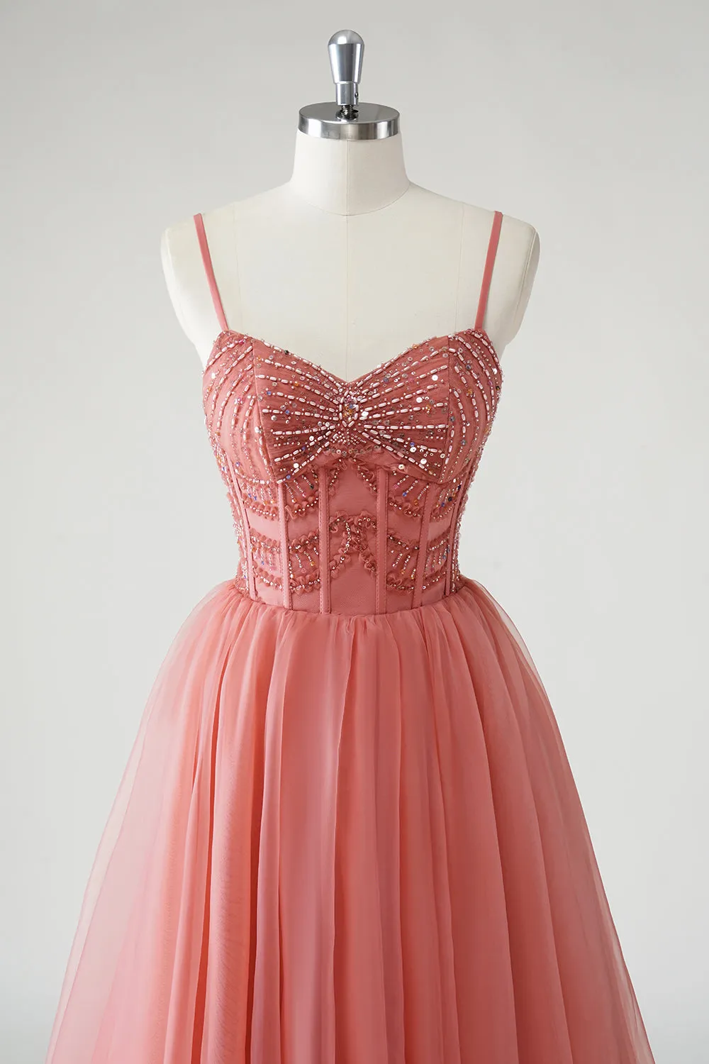 Blush A Line Spaghetti Straps Ruched Sequins Corset Formal Dress sold by Zapaka product image thumbnail 4