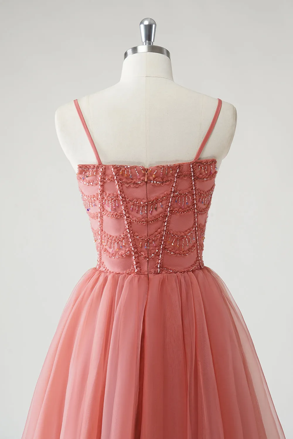 Blush A Line Spaghetti Straps Ruched Sequins Corset Formal Dress sold by Zapaka product image thumbnail 5