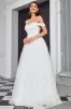 Off The Shoulder A Line Ivory Sweetheart Long Wedding Dress sold by Zapaka
