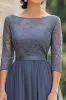 Dusty Blue Scoop Chiffon Lace Half Sleeve Mother of the Bride Dress sold by Zapaka