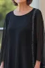 Black Round Neck Chiffon Long Sleeves 2 Pieces Mother of the Bride Pant Suits sold by Zapaka