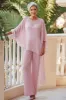 Pink Round Neck Chiffon Mother of the Bride Pant Suits sold by Zapaka