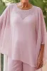 Pink Round Neck Chiffon Mother of the Bride Pant Suits sold by Zapaka