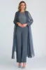Elegant Twilight 2-piece Scoop Chiffon Ankle-Long Mother of the Bride Suits with Long Sleeves sold by Zapaka