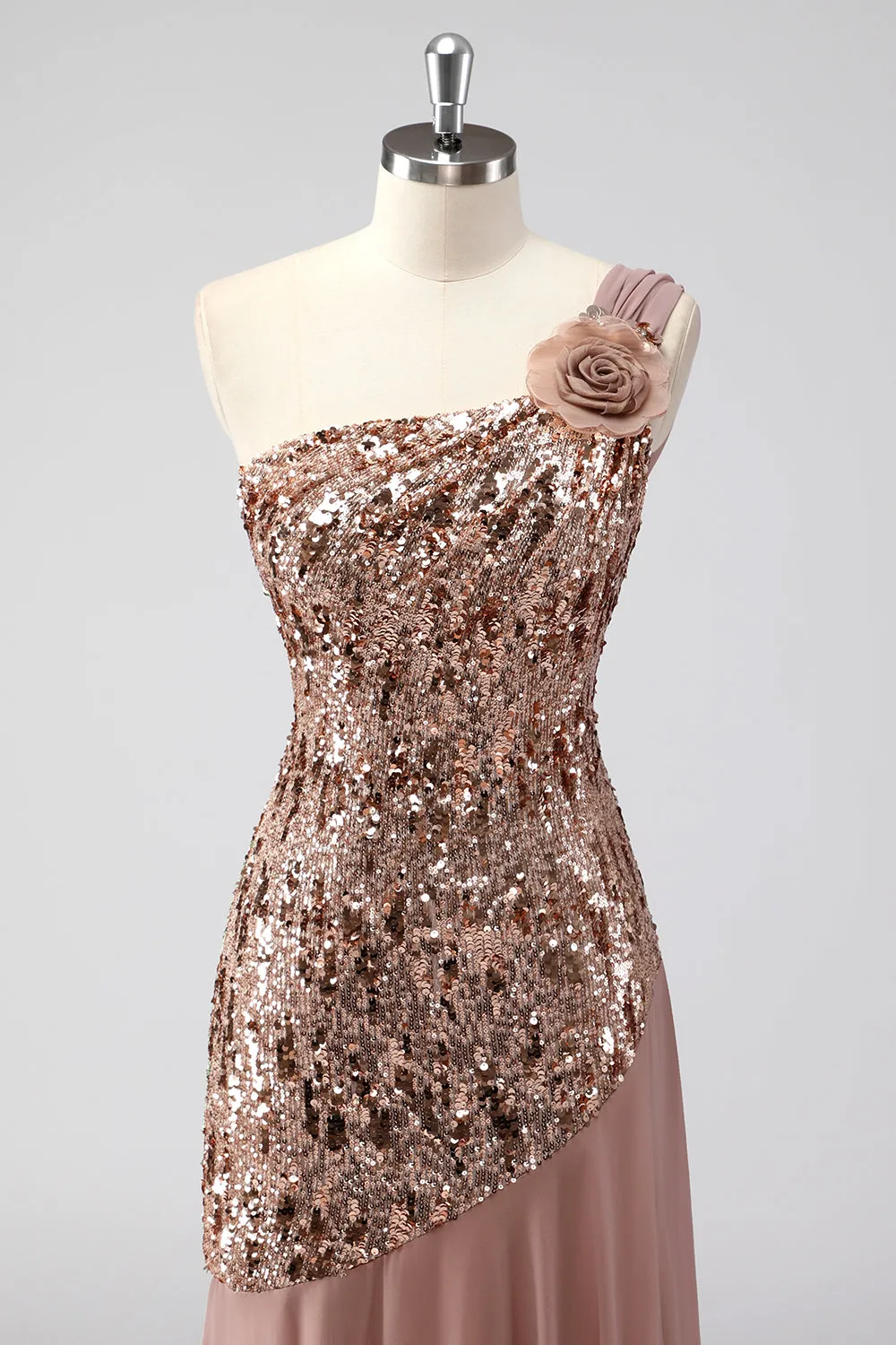 Sparkly One Shoulder Squins Sheath Chiffon Mother of the Bride Dress sold by Zapaka product image thumbnail 4