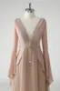 Blush A Line V Neck Chiffon Long Sleeves Mother of the Bride Dress with Beading sold by Zapaka