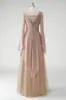 Blush A Line V Neck Chiffon Long Sleeves Mother of the Bride Dress with Beading sold by Zapaka