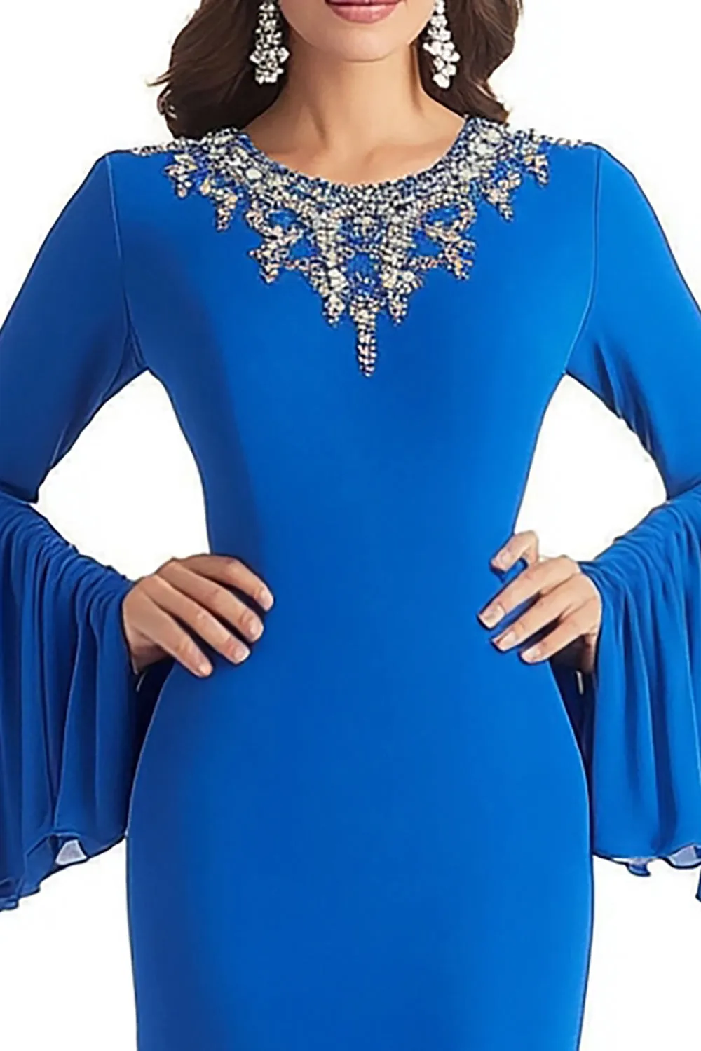 Royal Blue Sheath Scoop Long Sleeve Mother of the Bride Dress sold by Zapaka product image thumbnail 2