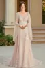 Beige A Line Flutter Sleeves Mother Of Bride Dress With Lace Appliques sold by Zapaka