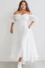 Off the Shoulder A-Line Tulle Ankle Length Little White Dress sold by Zapaka
