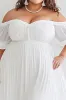 Off the Shoulder A-Line Tulle Ankle Length Little White Dress sold by Zapaka