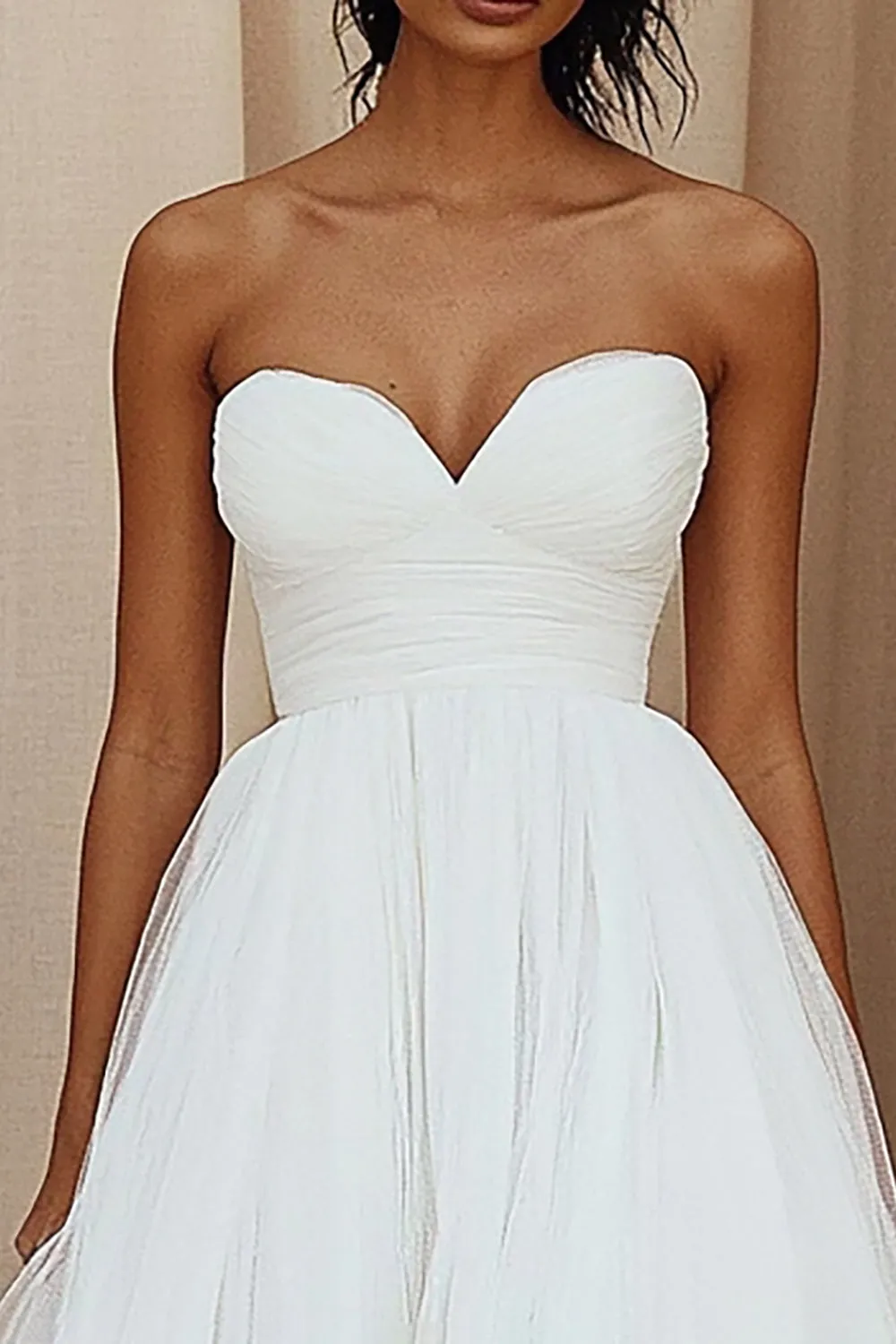 A-Line Sweetheart Tulle Ankle Length Little White Dress sold by Zapaka product image thumbnail 2