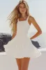 White A Line Short Pleated Short Graduation Dress sold by Zapaka