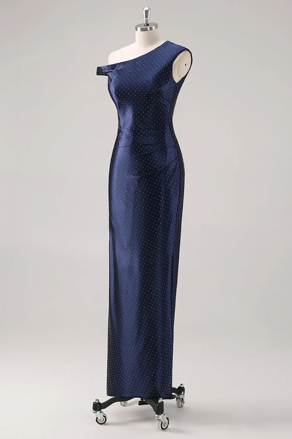 Navy Sheath One Shoulder Beaded Formal Dress sold by Zapaka product image thumbnail 3