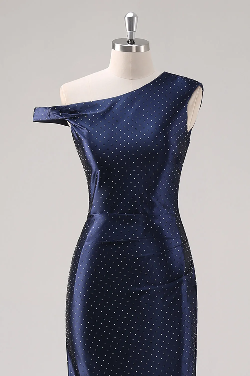 Navy Sheath One Shoulder Beaded Formal Dress sold by Zapaka product image thumbnail 4
