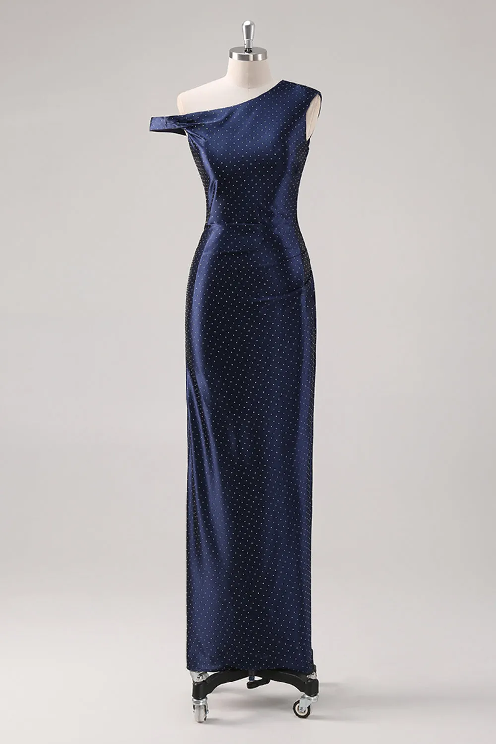 Navy Sheath One Shoulder Beaded Formal Dress sold by Zapaka